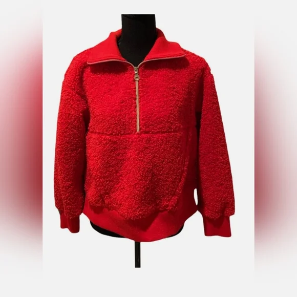Cozy JoyLab Red 3/4 Sherpa Pullover Top (Sz S) - Picture 3 of 8